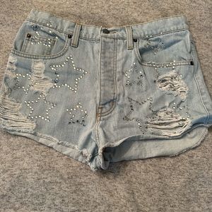 LF Carmar Denim Rhinestone Shorts